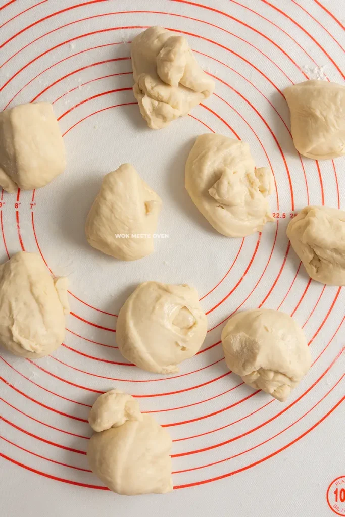Dough divided into 10 pieces