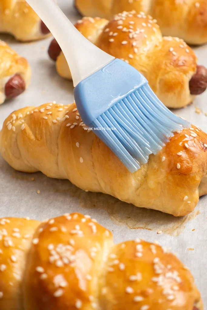 Brushing butter on top