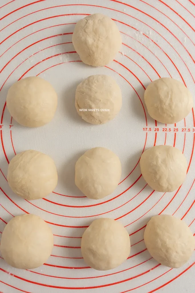 All dough pieces shaped into a round ball