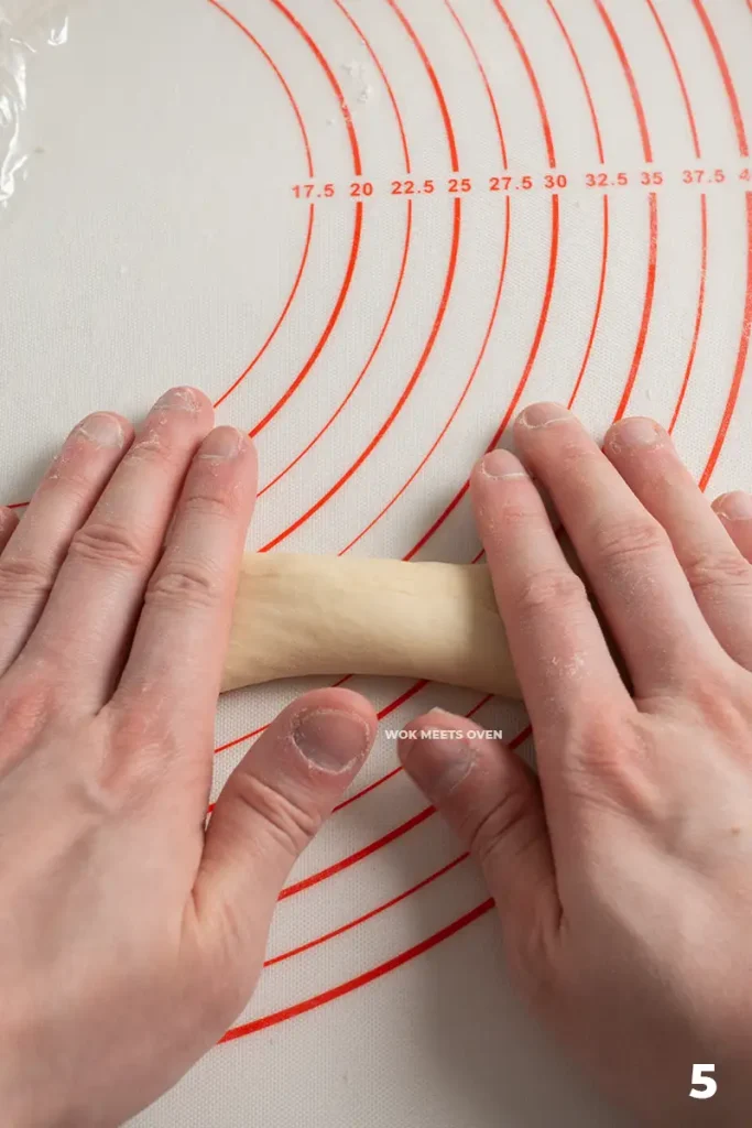 Rolling out dough strip