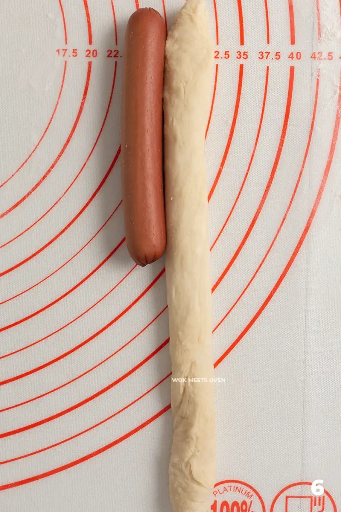 Dough strip double the size of a hotdog