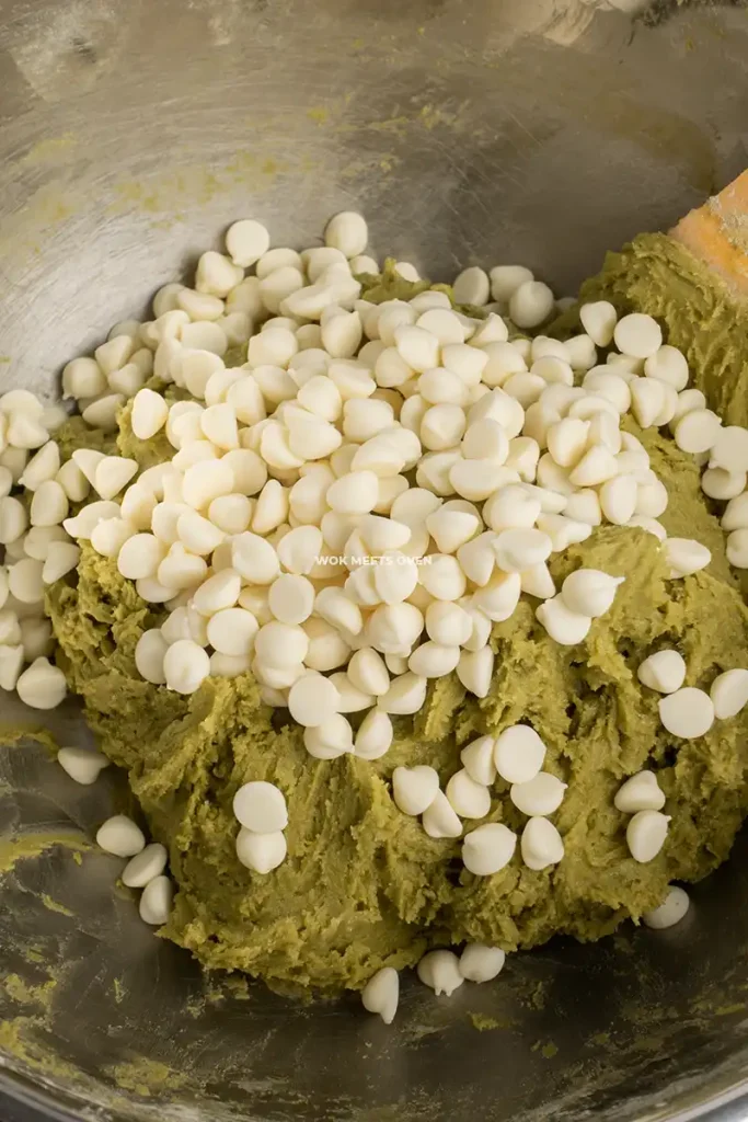 Adding in white chocolate chips