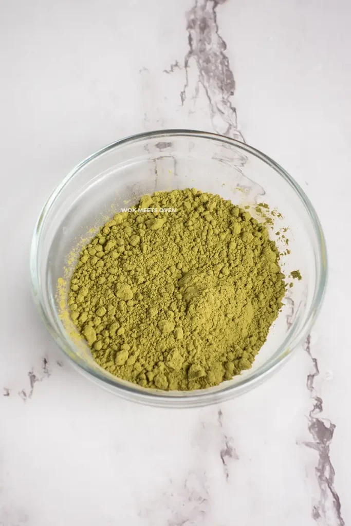 Matcha powder in glass dish