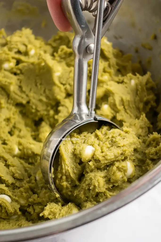 Scooping out cookie dough