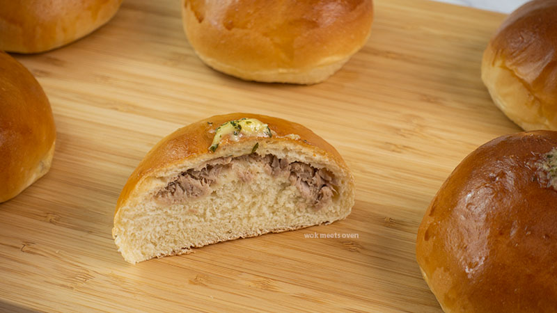 Tuna bun cut in half image