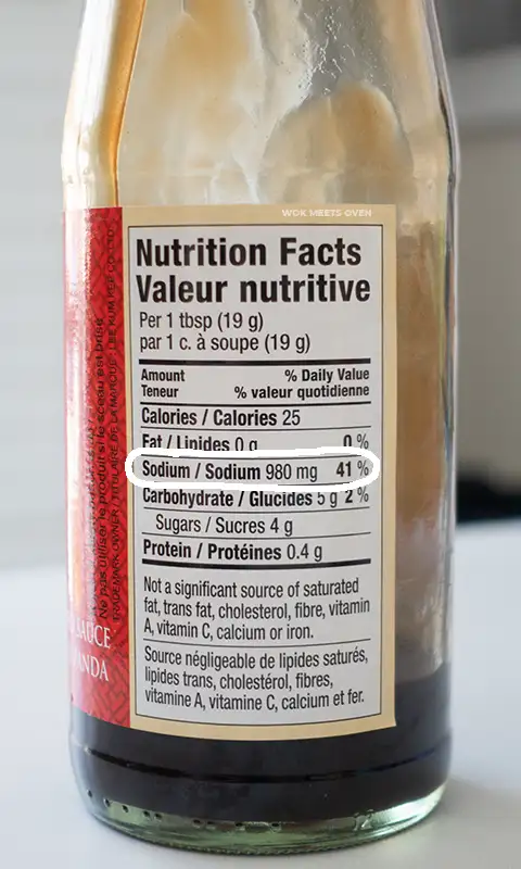 nutrition label for oyster sauce