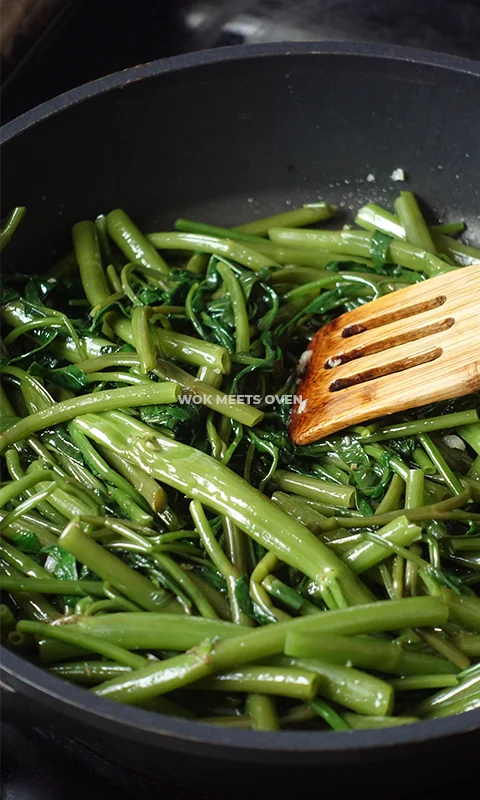 Added in water spinach to wok