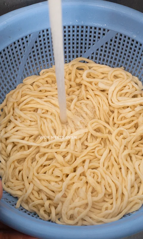 running cold water over e-fu noodles