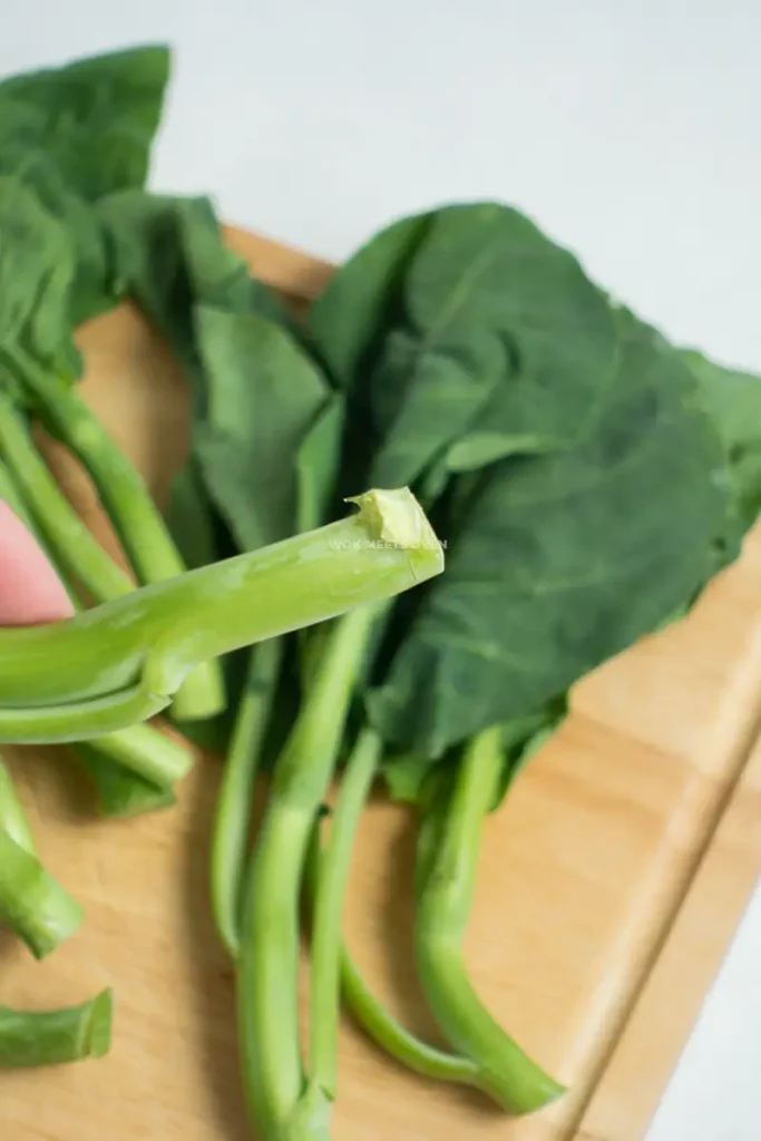 Cutting ends off of Gai Lan