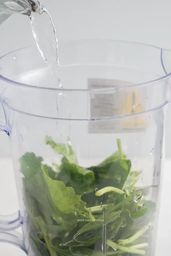 Adding in distilled water to blender