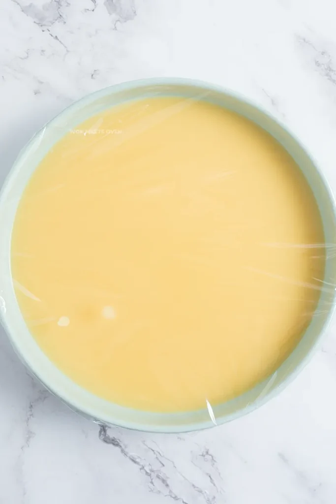 Covering eggs with plastic wrap