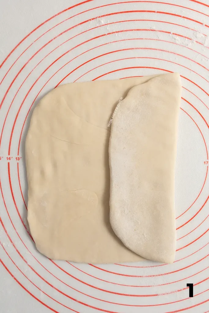 Folding dough into thirds: right side
