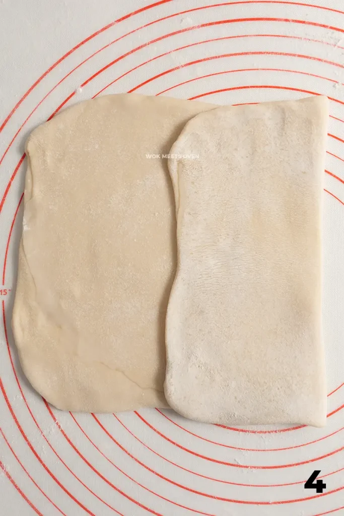 Folding right side of dough into the center