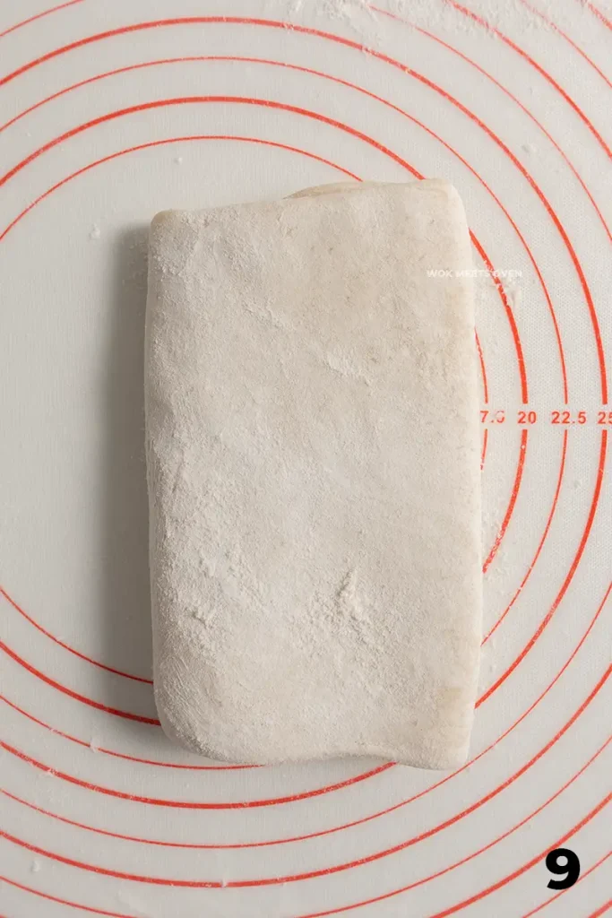 Folding left side on top of right side