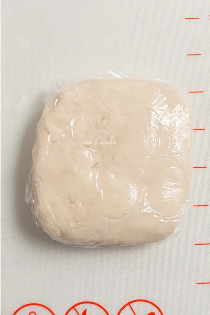 Oil dough wrapped in plastic wrap