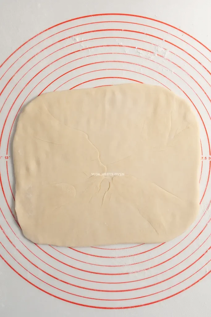 Dough rolled out into rectangle