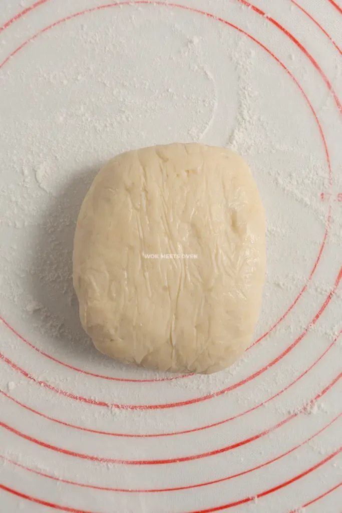 Chilled water dough on countertop