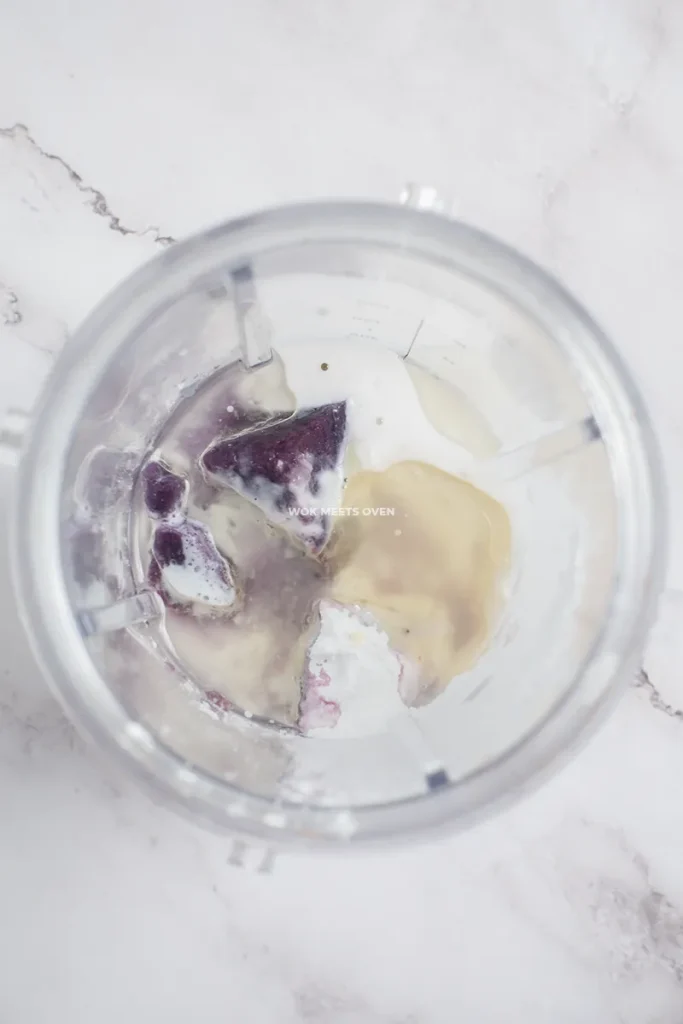 All filling ingredients inside of blender