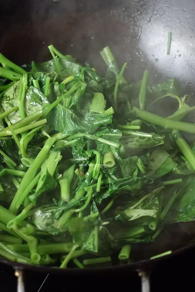 Finished cooking Ong choy