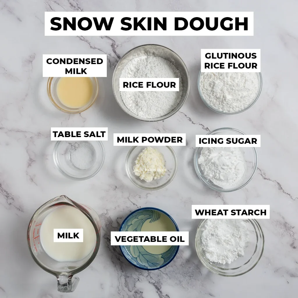 Ingredient shot of snow skin dough