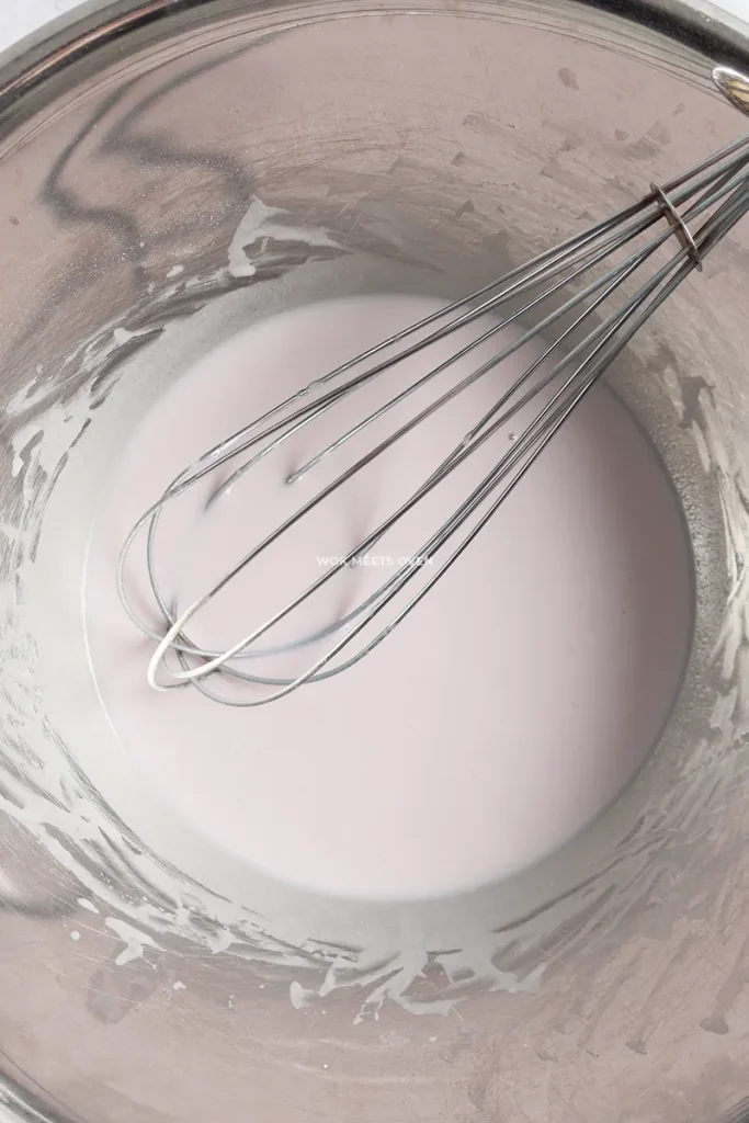 Finished mixing snow skin ingredients in bowl