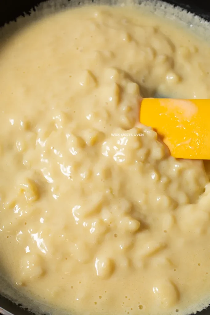 Custard solidifying on pan