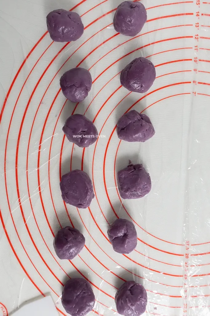 Purple Sweet Potato filling rolled into balls