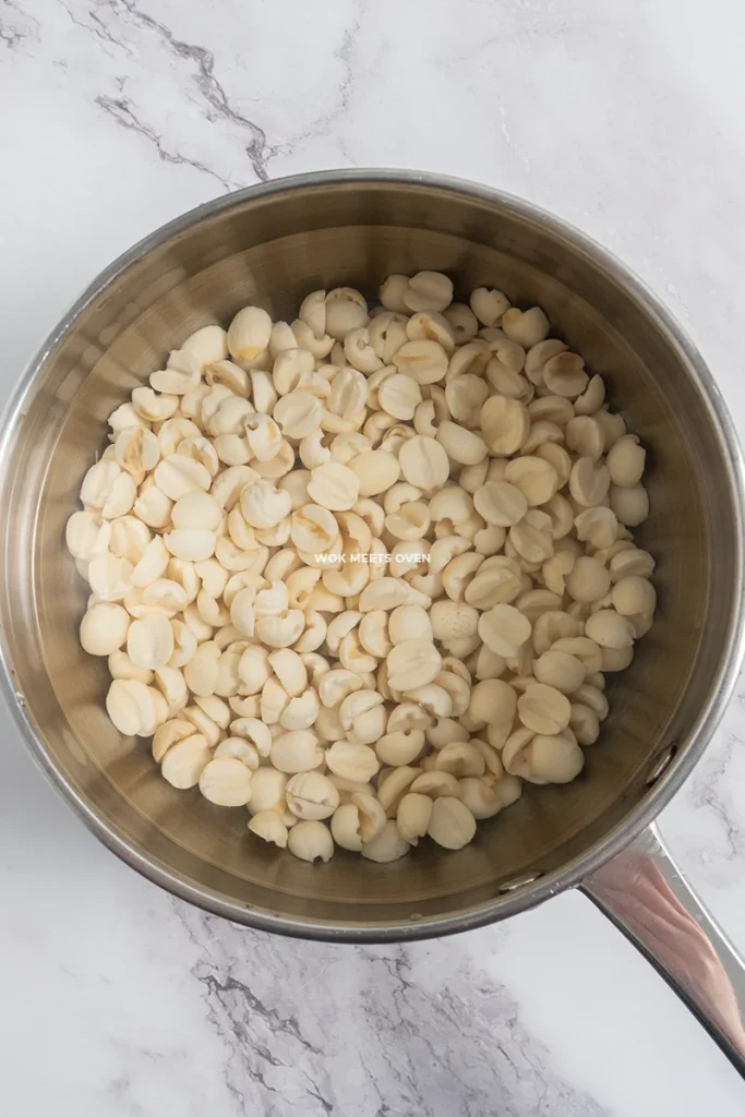 Lotus seeds in pot of water