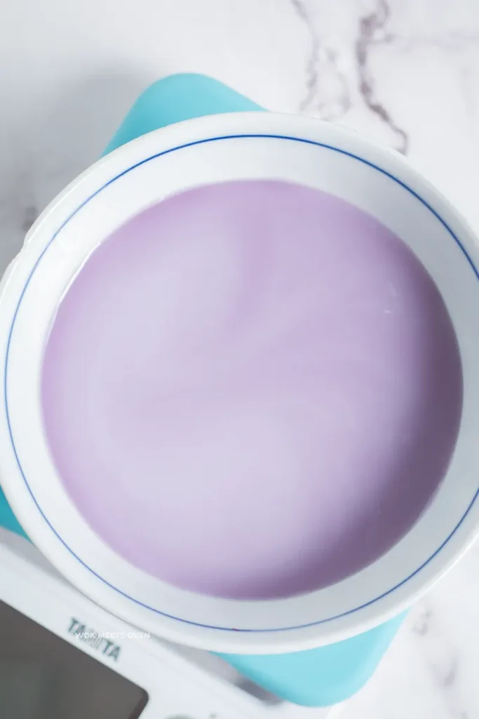 Milk combined with purple liquid