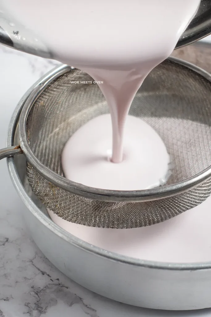 Straining snow skin ingredients