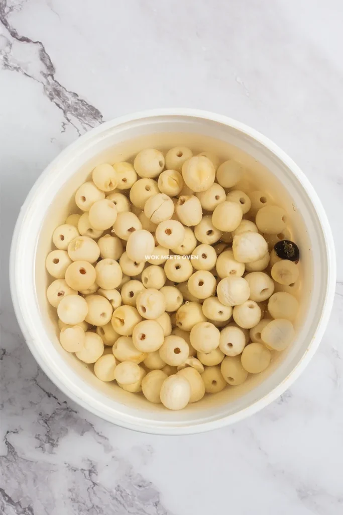 Lotus seeds soaked in water