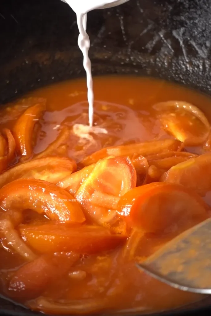 Adding in cornstarch slurry