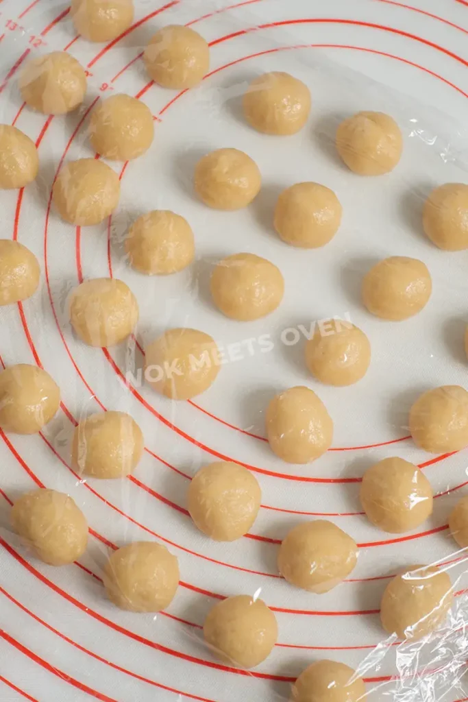 Dough divided into small balls