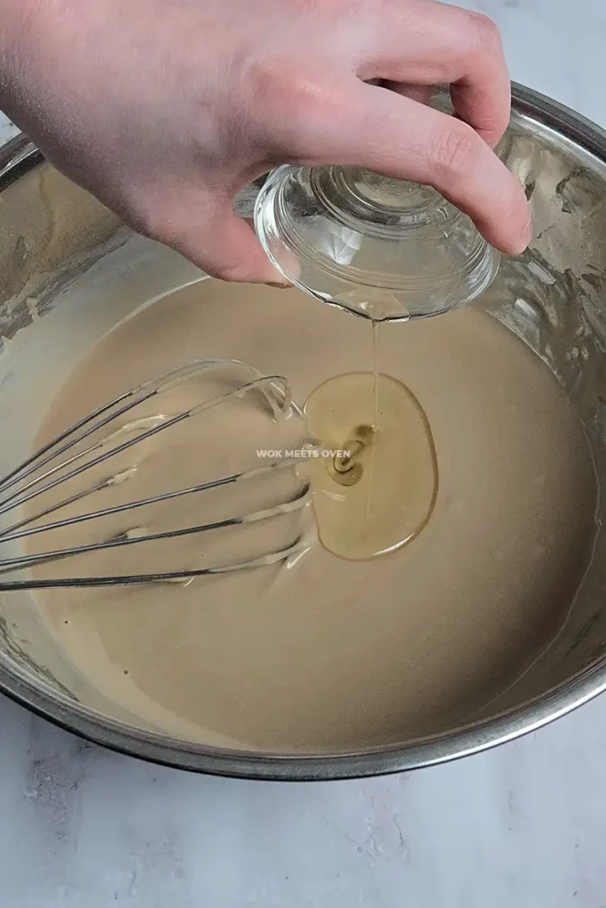 Adding in oil to mixture