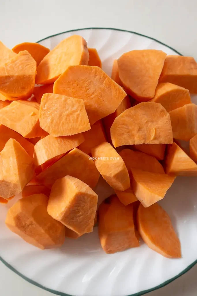 Cut sweet potato wedges