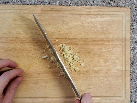 Chopping up ginger