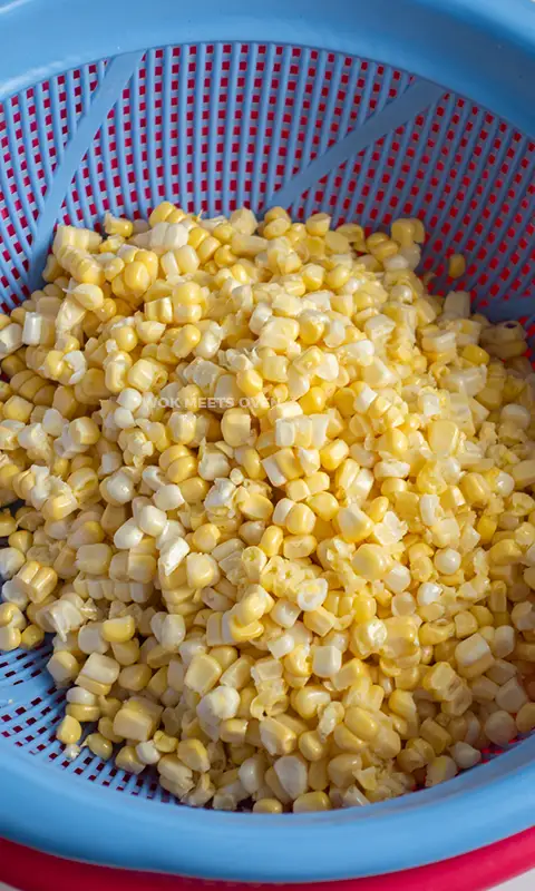 Basket of corn kernels