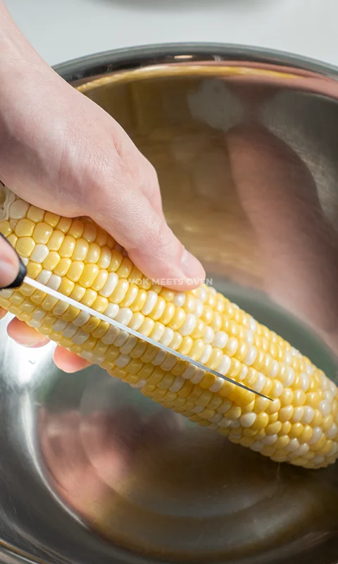 cutting corn kernels