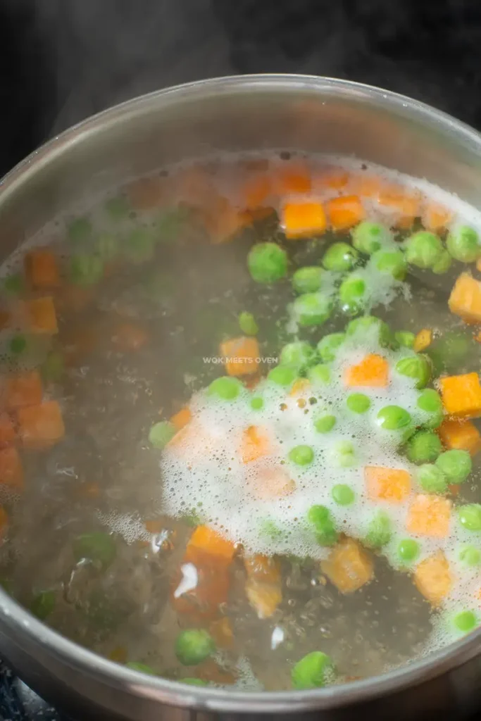 Blanching frozen vegetables