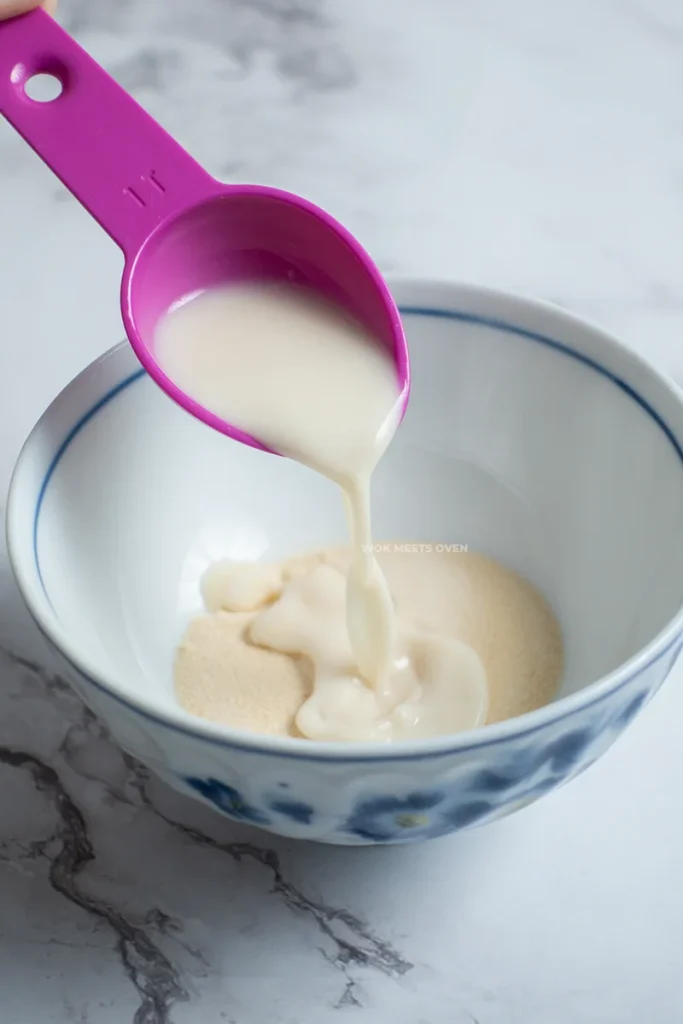 Adding in soy milk to gelatine powder