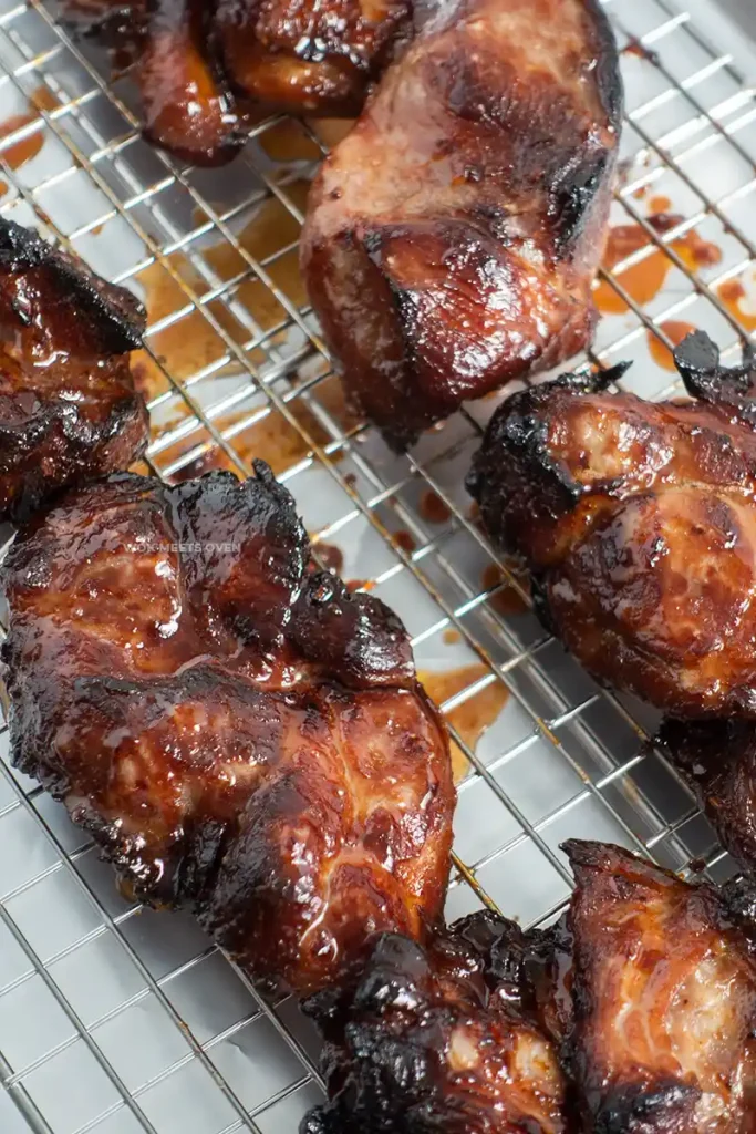 Picture of char siu finished roasting in oven