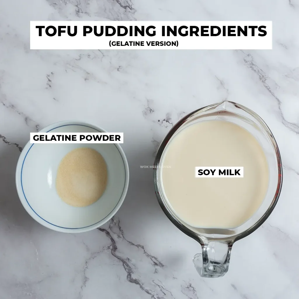 Tofu pudding ingredients using gelatine