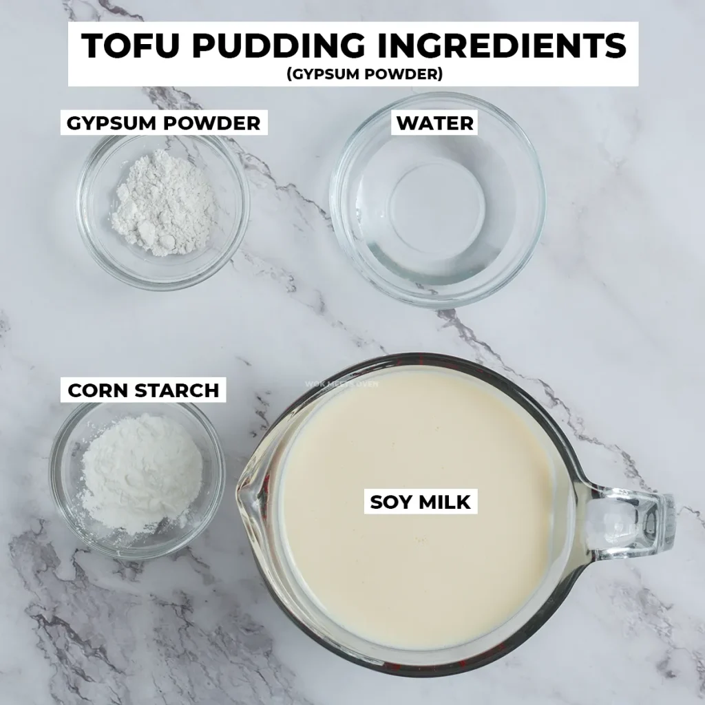 Tofu pudding ingredients using gypsum powder