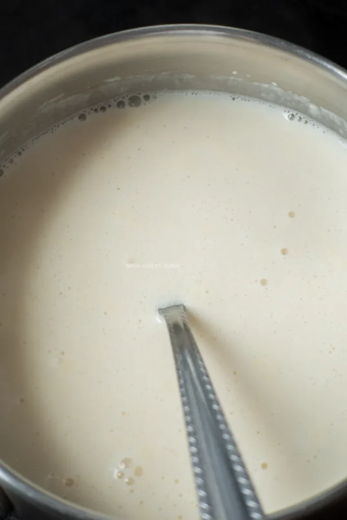 Soy milk simmering in pot