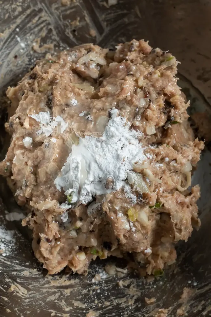 Adding in cooking oil and cornstarch
