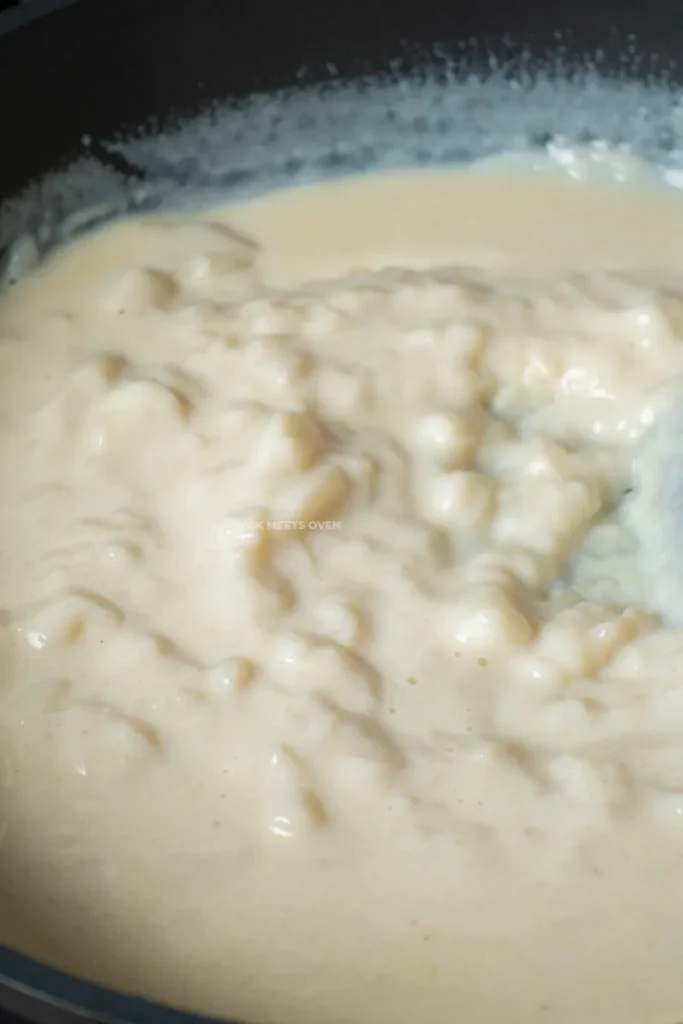 Milk mixture starting to thicken up