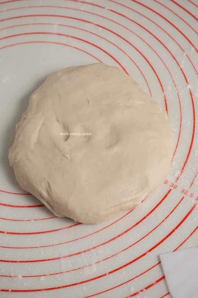 Dough transferred to countertop