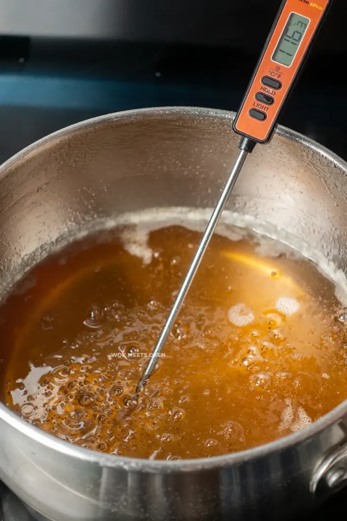 Measuring temperature of golden syrup