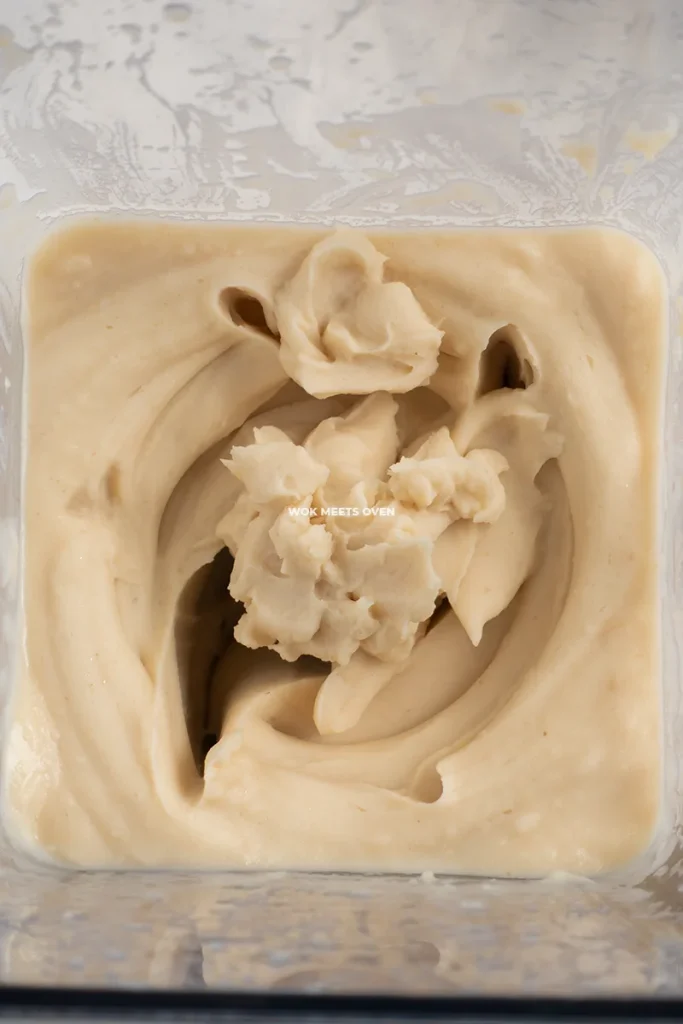 Lotus seeds blended into smooth paste in blender