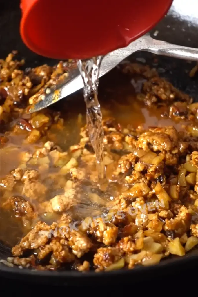 Water added to mapo tofu